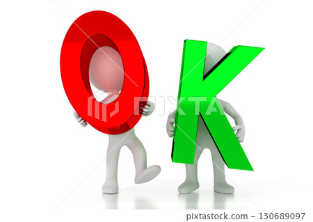 OK - colorful letters - 3D illustration OK - colorful letters - 3D illustration 130689097