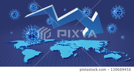 Coronavirus epidemic outbreak, financial crisis - 3D illustration Coronavirus epidemic outbreak, financial crisis - 3D illustration 130689458
