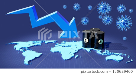 Oil barrel price crash - 3D illustration Oil barrel price crash - 3D illustration 130689460