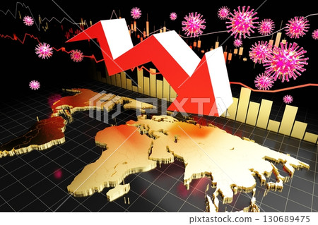 Coronavirus epidemic outbreak, financial crisis - 3D illustration Coronavirus epidemic outbreak, financial crisis - 3D illustration 130689475