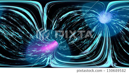 3D illustration.Environment 360 degrees. A wormhole in time and space. Movement at the speed of light. Abstract jump into space in hyperspace among multicolored stars. 130689582