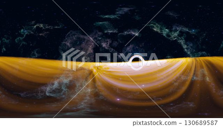 3d illustration. Outer space and black hole texture 360 degrees. Spherical projection. environment of vertual reality. Black hole on the background of the nebula 130689587