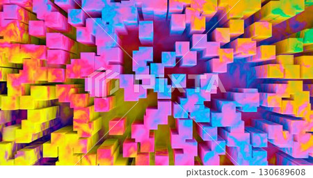 3d illustration. Abstract background. An illustration of multi-colored fluffy shapes. 130689608