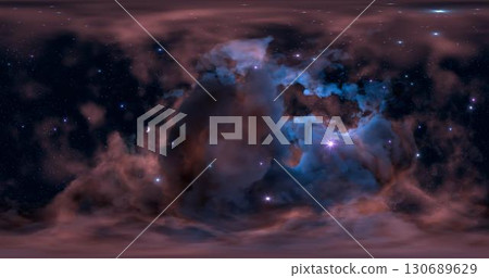 3d rendering. Space background with nebula and stars. Environment 360 HDRI map. Equirectangular projection, spherical panorama. 130689629