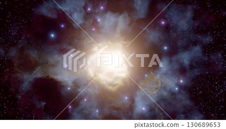 3d rendering. Space wallpaper and background. Universe with stars, constellations, galaxies, nebulae and gas and dust clouds 130689653