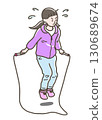 Illustration of a girl skipping rope 130689674
