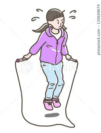 Illustration of a girl skipping rope Illustration of a girl skipping rope 130689674
