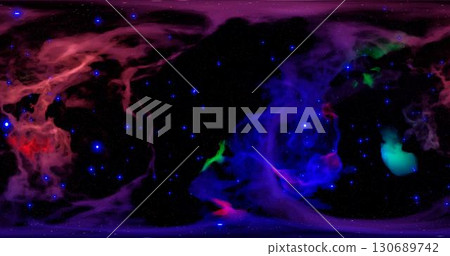 3d rendering. Space background with nebula and stars. Environment 360 HDRI map. Equirectangular projection, spherical panorama. Graphic illustration. 130689742