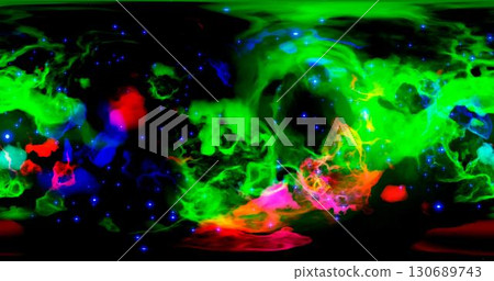 3d rendering. Space background with nebula and stars. Environment 360 HDRI map. Equirectangular projection, spherical panorama. Graphic illustration. 130689743