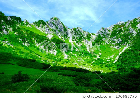 Senjojiki Cirque and Mt. Hoken in summer 130689759