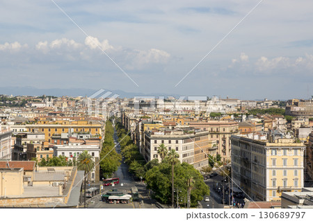 Rome, Italy - August 16, 2019: View of Rome from the windows of the Vatican Museum Rome, Italy - August 16, 2019: View of Rome from the windows of the Vatican Museum 130689797