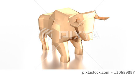 Geometrical bull - stock exchange, market concept - 3D illustration Geometrical bull - stock exchange, market concept - 3D illustration 130689897