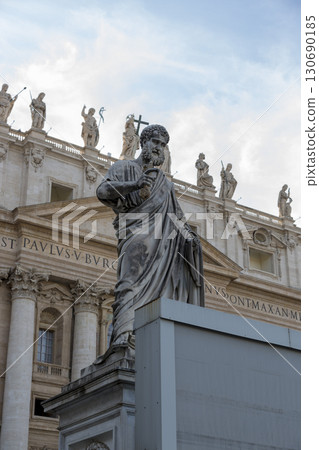 Rome, Italy - August 17, 2019: Statue of St. Peter in front of St. Peter's Basilica in Vatican. 130690185