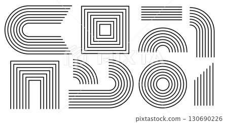 Geometric line patterns with arch shapes 130690226