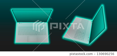 3D laptop mockups set isolated on background 3D laptop mockups set isolated on background 130690256