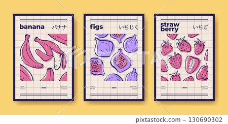 Modern fruit poster collection 130690302