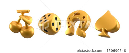 3D casino golden icon set 130690348