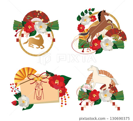 新年賀卡2026年馬年材料 130690375