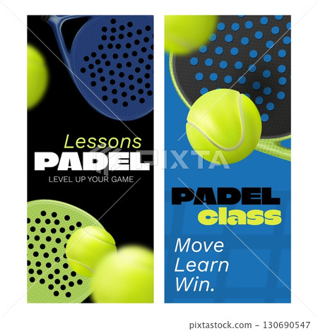 Realistic Vertical Banner Collection of a Padel Game 130690547