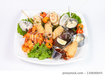 Close-Up of Asian Dish: Spicy Shrimp and Sauce Close-Up of Asian Dish: Spicy Shrimp and Sauce 130690645