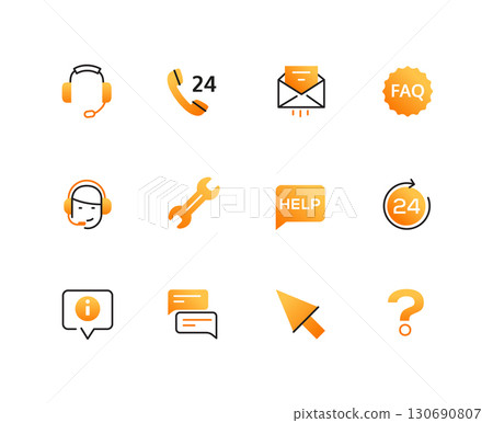Technical support - set of line design style icons Technical support - set of line design style icons 130690807
