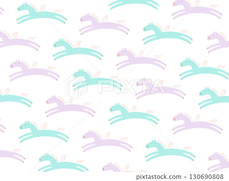 手繪可愛的飛馬背景插圖2026新年材料柔和的色彩 130690808
