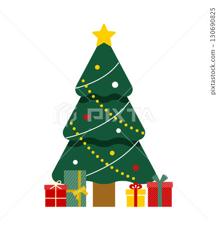 聖誕樹插圖、 冷杉樹、 星星、 裝飾、 十二月、 平面、 活動、 裝飾、 裝飾 130690825