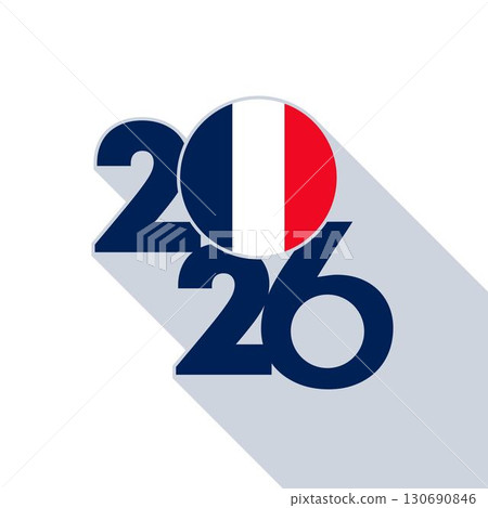 2026 Long Shadow Banner with France Flag Inside. 2026 Long Shadow Banner with France Flag Inside. 130690846