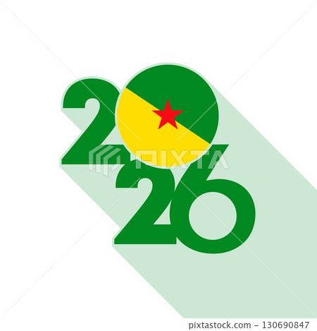 2026 Long Shadow Banner with French Guiana Flag Inside. 2026 Long Shadow Banner with French Guiana Flag Inside. 130690847