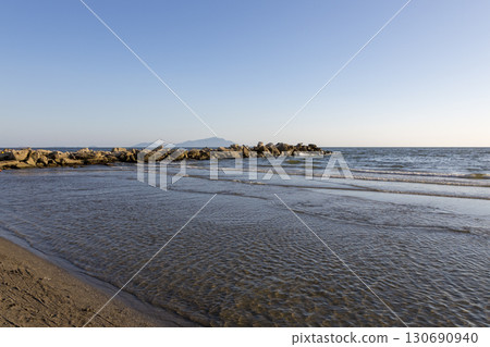 Shore of the Tyrrhenian Sea near Castel Volturno in Italy Shore of the Tyrrhenian Sea near Castel Volturno in Italy 130690940
