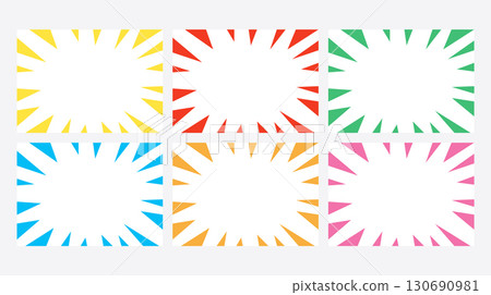 Colorful concentrated line frame background set - Pop and simple explosive line design 130690981