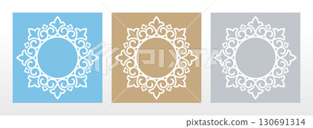 Set of decorative frames Elegant vector element for design in Eastern style, place for text. Floral colored borders. Lace illustration for invitations and greeting cards Set of decorative frames Elegant vector element for design in Eastern style, place for text. Floral colored borders. Lace illustration for invitations and greeting cards 130691314