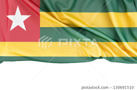 Flag of Togo isolated on white background with copy space below. 3D rendering 130691510