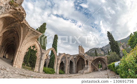 Bellapais Abbey ruins capturing the beauty of gothic architecture in Cyprus. Kyrenia District, Cyprus 130691756
