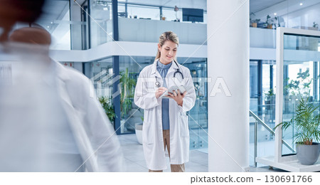 Busy, woman and doctor with tablet, lobby and connection for research, online reading and healthcare. Medical professional, female employee and lady with device, telehealth and touchscreen in clinic Busy, woman and doctor with tablet, lobby and connection for research, online reading and healthcare. Medical professional, female employee and lady with device, telehealth and touchscreen in clinic 130691766