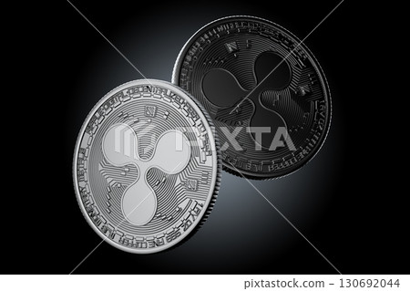 Dark Ripple coins. 3D illustration Dark Ripple coins. 3D illustration 130692044