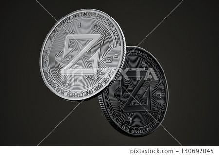 Dark Zcoin coins. 3D illustration 130692045
