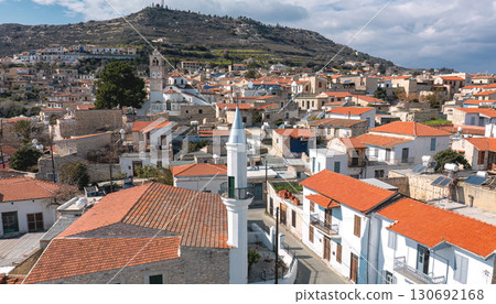 Capturing the charm of Pano Lefkara village in Cyprus, showcasing traditional architecture, red-tiled roofs, and a picturesque hillside backdrop. Larnaca District Capturing the charm of Pano Lefkara village in Cyprus, showcasing traditional architecture, red-tiled roofs, and a picturesque hillside backdrop. Larnaca District 130692168