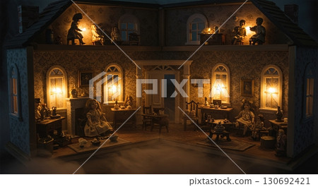 Haunted dollhouse miniature victorian rooms with tiny furniture porcelain dolls 130692421