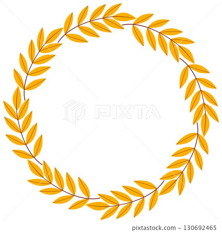 Simple colorful round frame of autumn yellow leaves 130692465