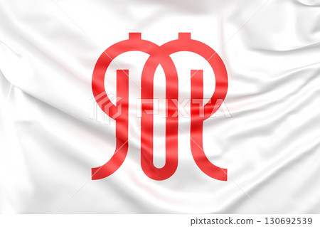 Ruffled Flag of Kanagawa Prefecture. 3D Rendering Ruffled Flag of Kanagawa Prefecture. 3D Rendering 130692539