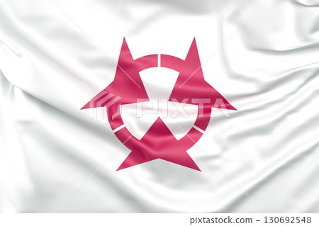 Ruffled Flag of Oita Prefecture. 3D Rendering 130692548