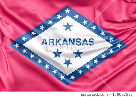 Ruffled Flag of Arkansas. 3D Rendering 130692552