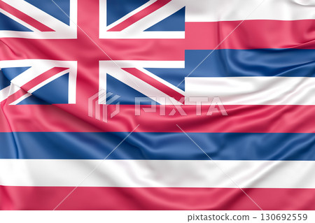 Ruffled Flag of Hawaii. 3D Rendering Ruffled Flag of Hawaii. 3D Rendering 130692559