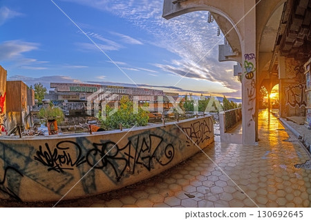 Sunburst in abandoned spa hall Haludovo Palace Hotel Krk Croatia Sunburst in abandoned spa hall Haludovo Palace Hotel Krk Croatia 130692645