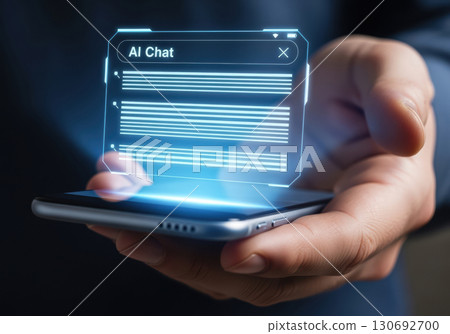 Futuristic AI Chat Interface Hologram 130692700
