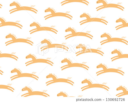 Hand-drawn cute running horse background illustration 2026 New Year's material Hand-drawn cute running horse background illustration 2026 New Year's material 130692726