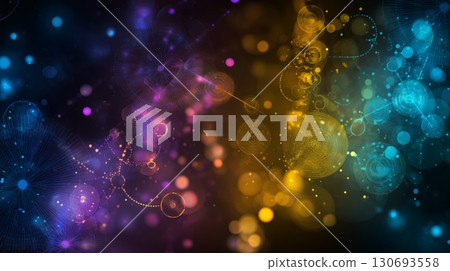 Explore the vibrant fusion of technology and science in an abstract digital data background showcasing innovation 130693558
