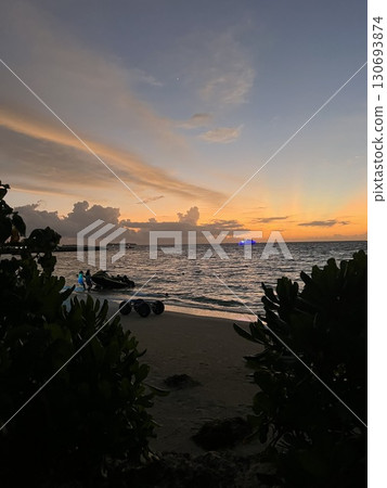 Dramatic Red Sunset Over Maldives Ocean Dramatic Red Sunset Over Maldives Ocean 130693874