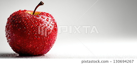 Red apple with water drops on white background Red apple with water drops on white background 130694267